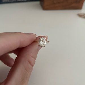 14k Solid Rose Gold Moissanite Oval Solitaire Ring